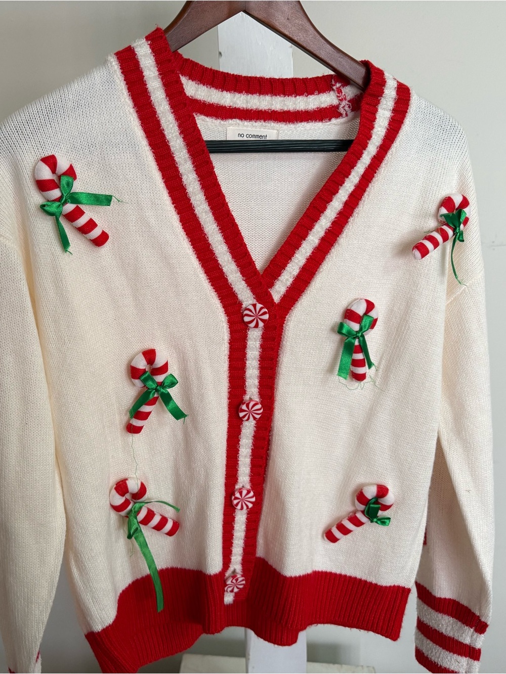 No Comment Candy Cane Cardigan